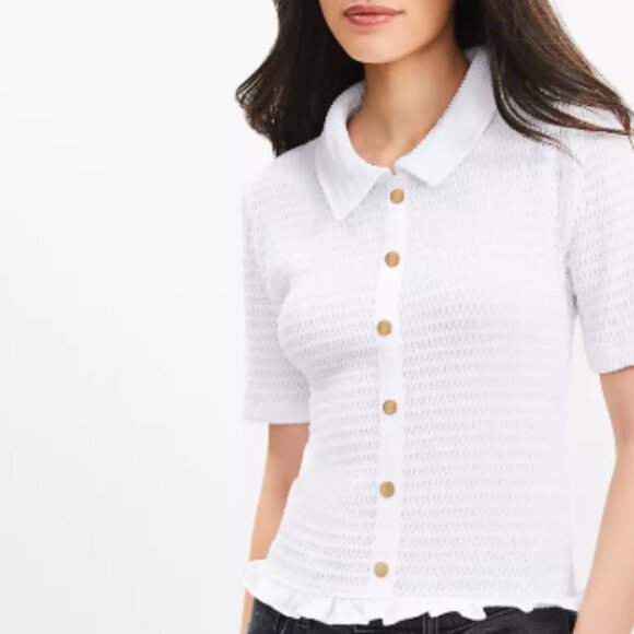 Petite Smocked Ruffle Hem Shirt, LOFT Brand Petite NWT - Picture 1 of 1